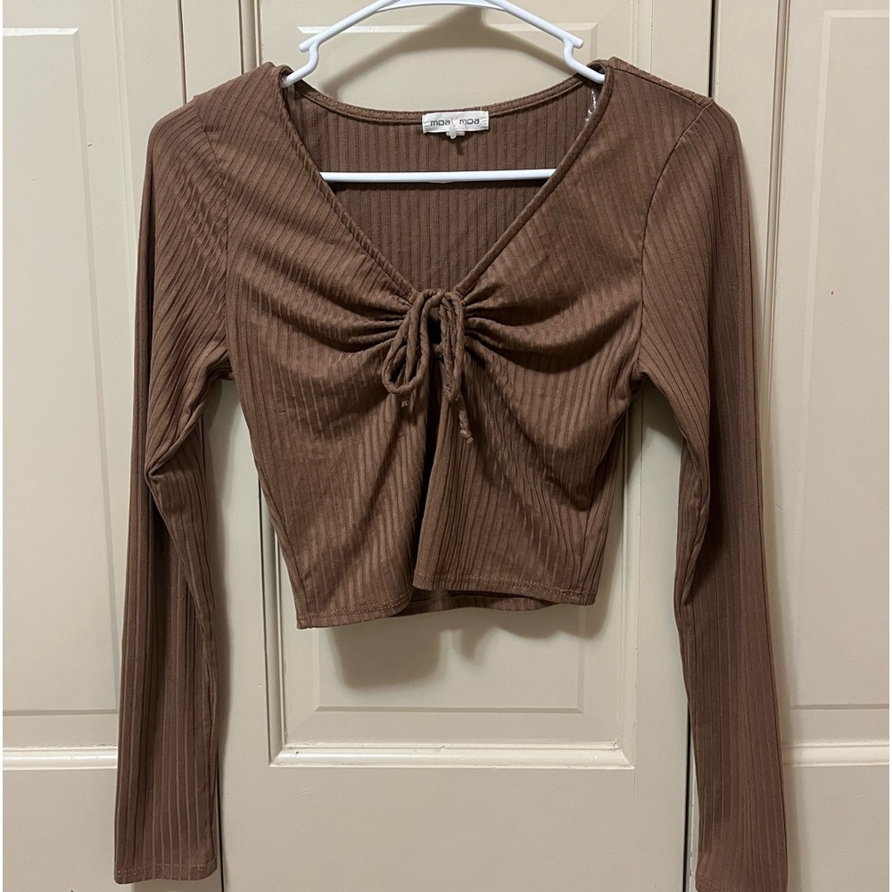 brown long sleeve top